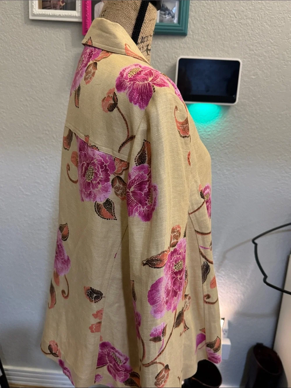 Y2K Liz Claiborne Emma James size 16 summer Jacket cottagecore creme pink - Picture 10 of 11
